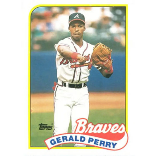 1989 Topps #130 Gerald Perry NM-MT Atlanta Braves Baseball Card Image 1