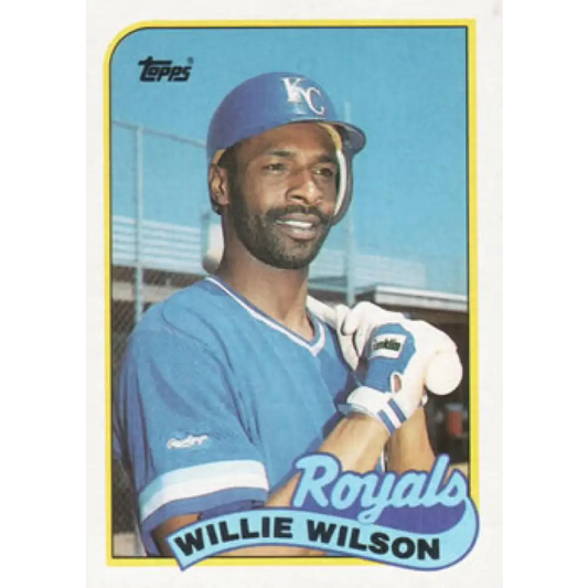 1989 Topps #168 Willie Wilson NM-MT Kansas City Royals Baseball Card Image 1