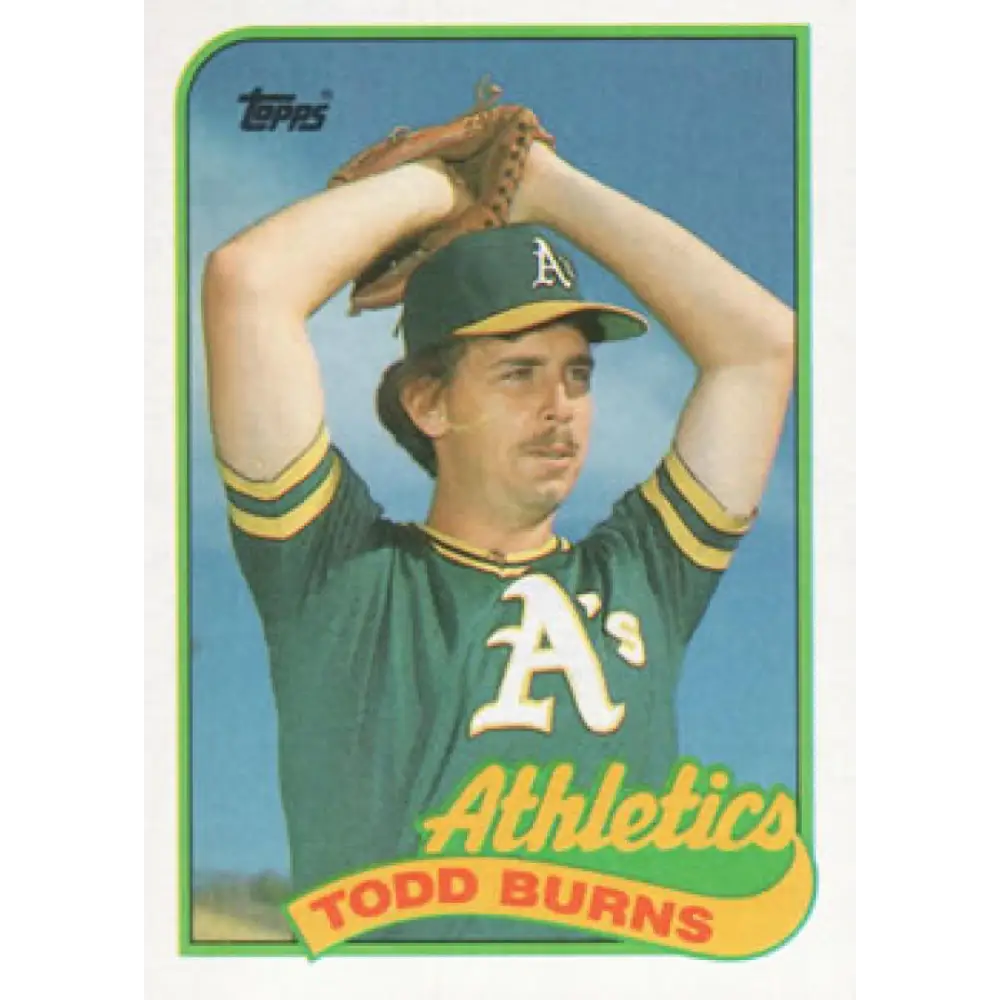 1989 Topps #174 Todd Burns NM-MT Oakland Athletics Baseball Card Image 1