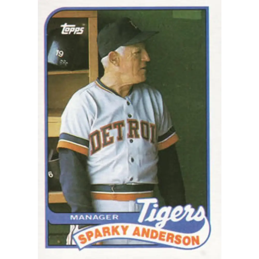 1989 Topps #193 Sparky Anderson UER NM-MT Detroit Tigers Baseball Card Image 1