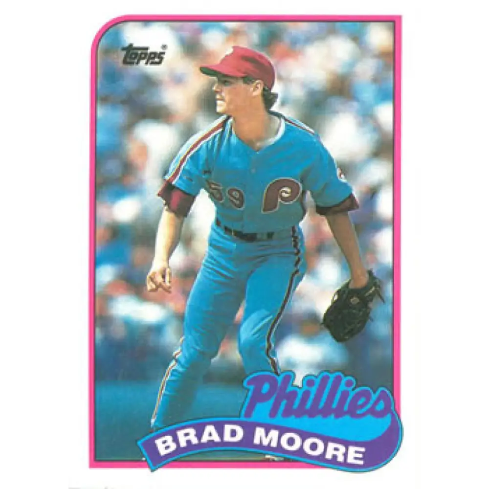 1989 Topps #202 Brad Moore NM-MT RC Rookie Philadelphia Phillies Baseball Card Image 1