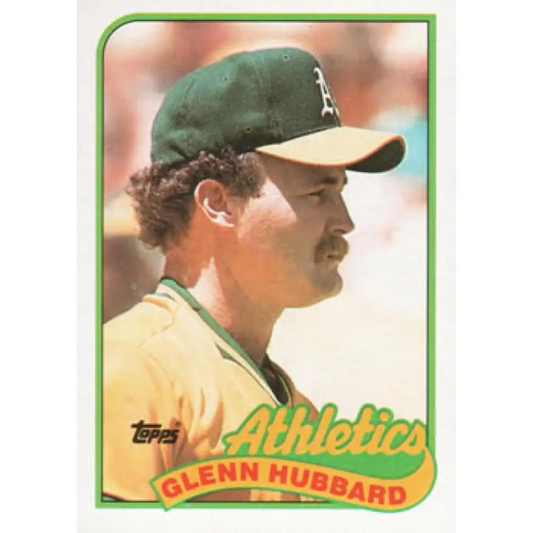 1989 Topps #237 Glenn Hubbard NM-MT Oakland Athletics Baseball Card Image 1