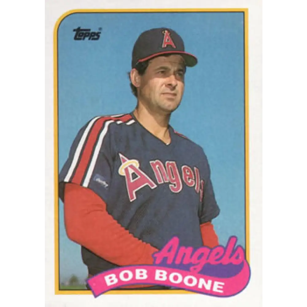 1989 Topps #243 Bob Boone NM-MT California Angels Baseball Card Image 1