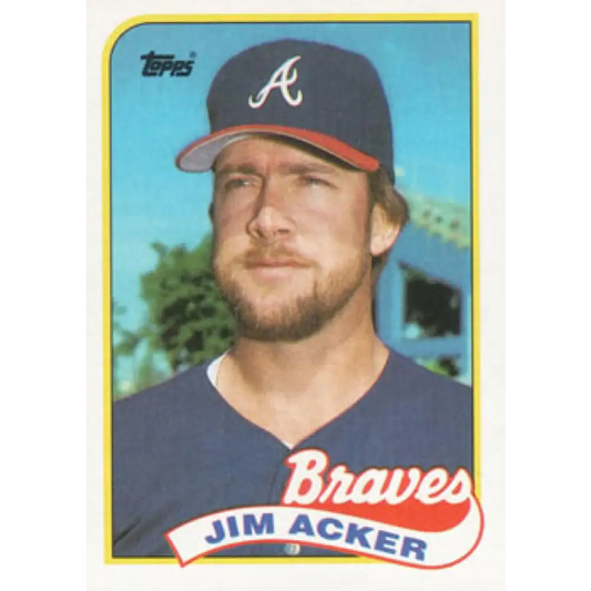 1989 Topps #244 Jim Acker NM-MT Atlanta Braves Baseball Card Image 1
