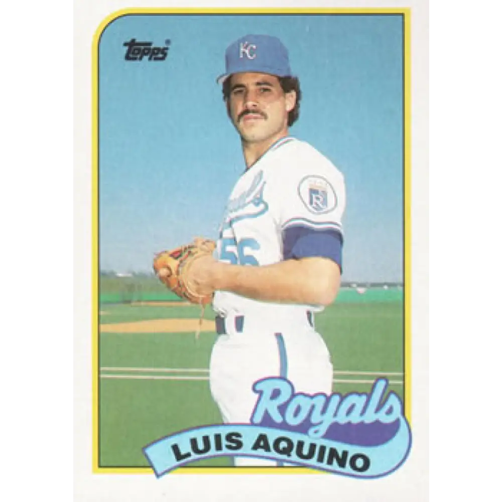 1989 Topps #266 Luis Aquino NM-MT Kansas City Royals Baseball Card Image 1