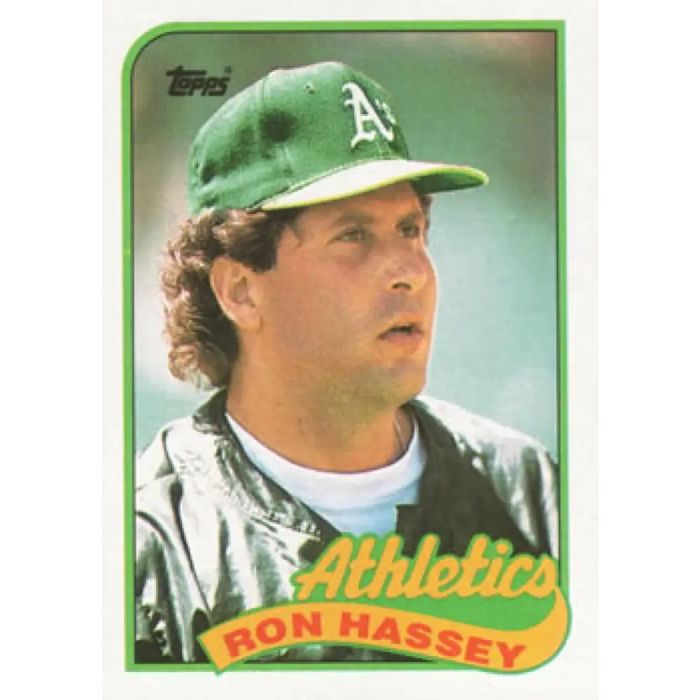 1989 Topps #272 Ron Hassey NM-MT Oakland Athletics Baseball Card Image 1