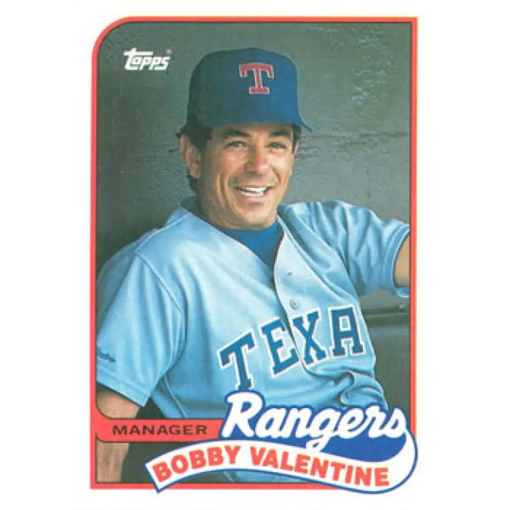 1989 Topps #314 Bobby Valentine MG NM-MT Texas Rangers Baseball Card Image 1