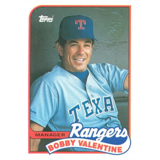 1989 Topps #314 Bobby Valentine MG NM-MT Texas Rangers Baseball Card Image 1