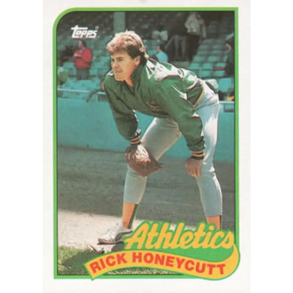 1989 Topps #328 Rick Honeycutt NM-MT Oakland Athletics Baseball Card Image 1