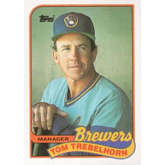 1989 Topps #344 Tom Trebelhorn MG NM-MT Milwaukee Brewers Baseball Card Image 1