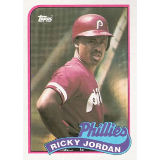 1989 Topps #358 Ricky Jordan NM-MT RC Rookie Philadelphia Phillies Baseball Card Image 1