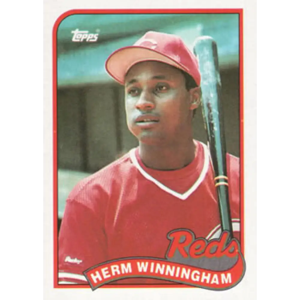 1989 Topps #366 Herm Winningham NM-MT Cincinnati Reds Baseball Card Image 1