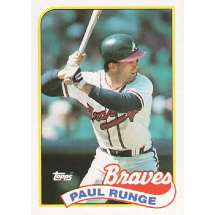 1989 Topps #38 Paul Runge NM-MT Atlanta Braves Baseball Card Image 1