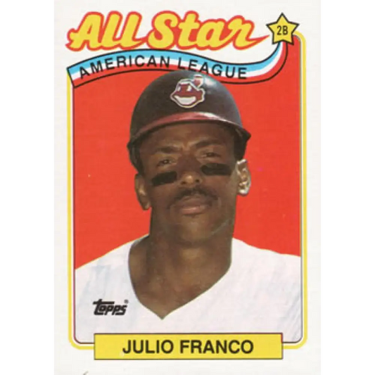 1989 Topps #398 Julio Franco AS NM-MT Cleveland Indians Baseball Card Image 1