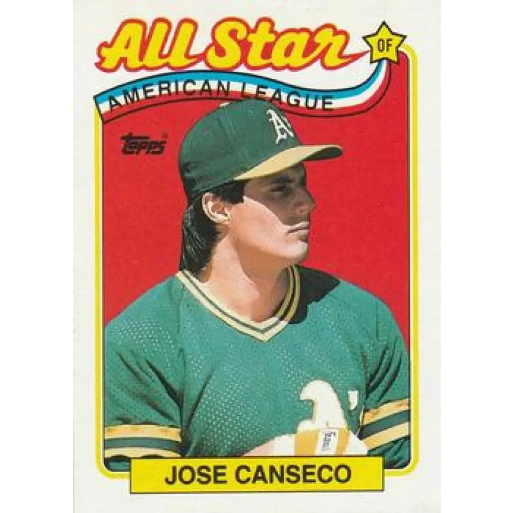1989 Topps #401 Jose Canseco AS NM-MT Oakland Athletics Baseball Card Image 1