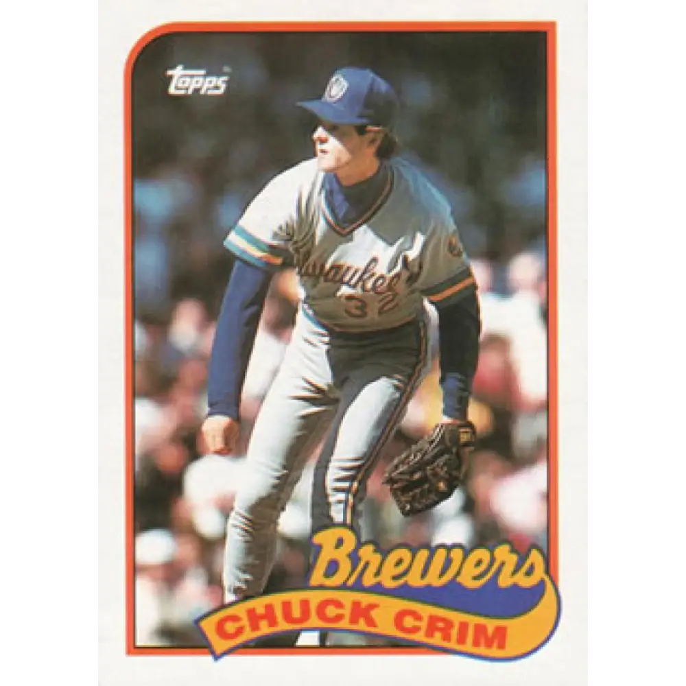 1989 Topps #466 Chuck Crim NM-MT Milwaukee Brewers Baseball Card Image 1
