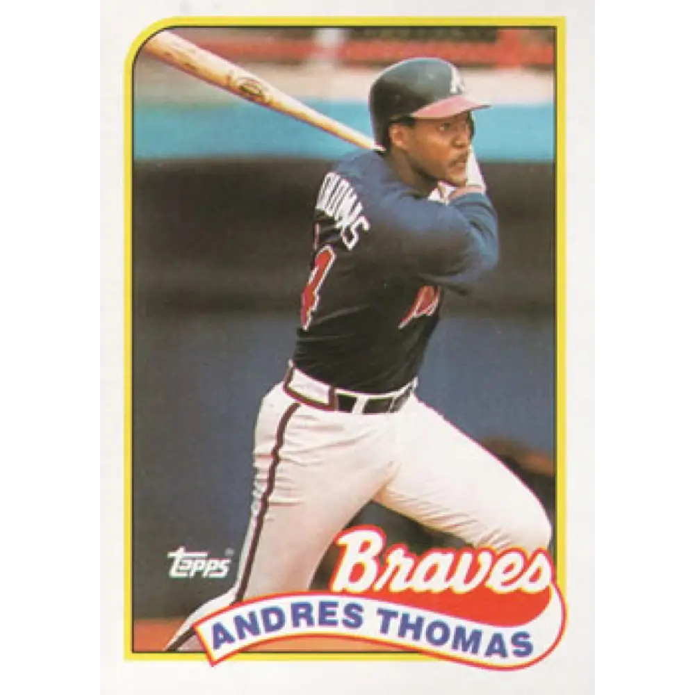 1989 Topps #523 Andres Thomas NM-MT Atlanta Braves Baseball Card Image 1