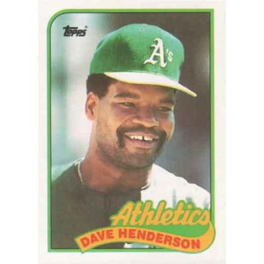 1989 Topps #527 Dave Henderson NM-MT Oakland Athletics Baseball Card Image 1