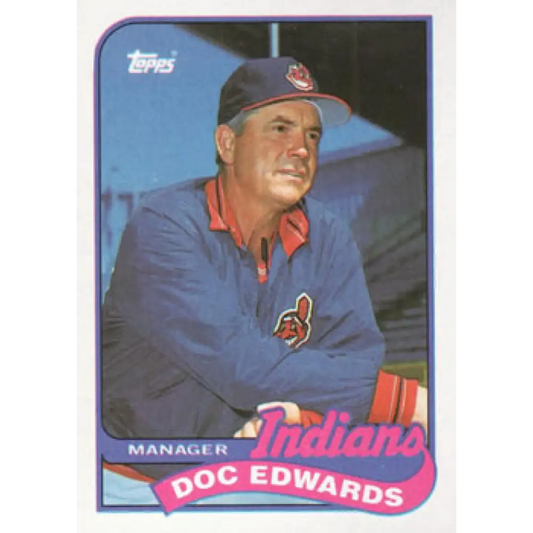 1989 Topps #534 Doc Edwards MG NM-MT Cleveland Indians Baseball Card Image 1
