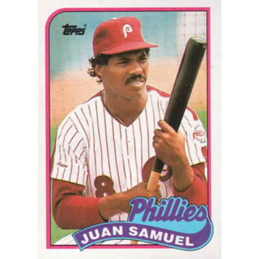 1989 Topps #575 Juan Samuel NM-MT Philadelphia Phillies Baseball Card Image 1