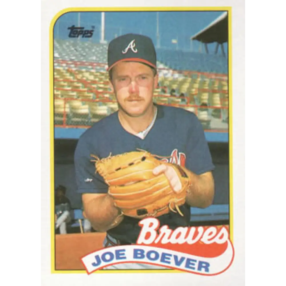 1989 Topps #586 Joe Boever NM-MT Atlanta Braves Baseball Card Image 1