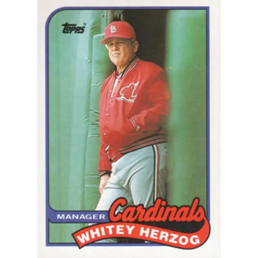 1989 Topps #654 Whitey Herzog MG NM-MT St. Louis Cardinals Baseball Card Image 1