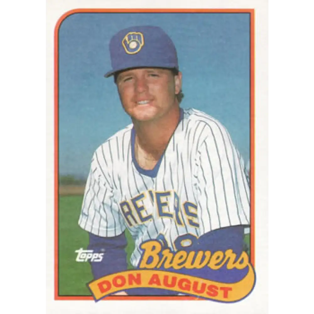 1989 Topps #696 Don August NM-MT Milwaukee Brewers Baseball Card Image 1