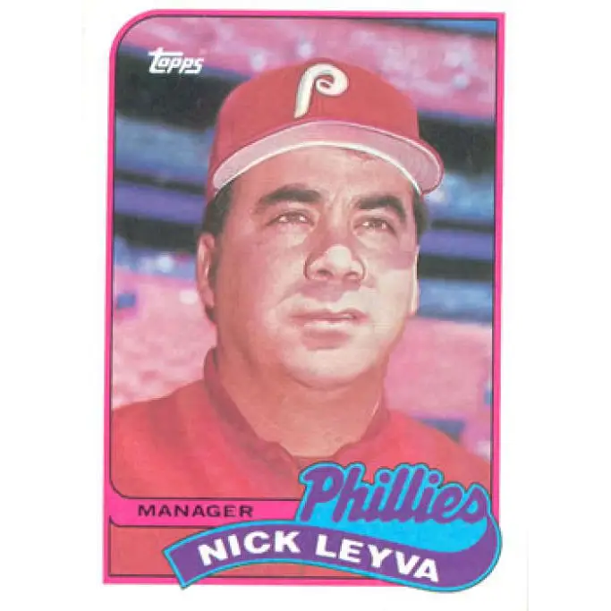 1989 Topps #74 Nick Leyva MG NM-MT Philadelphia Phillies Baseball Card Image 1