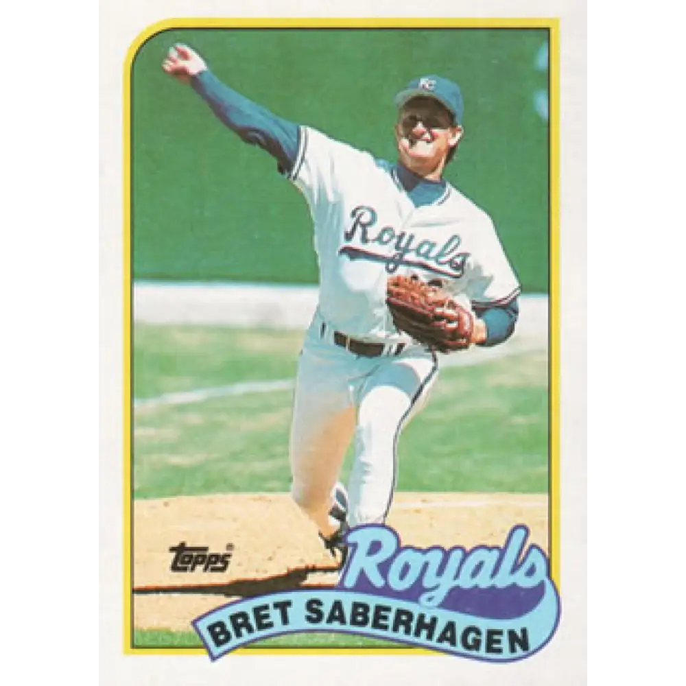 1989 Topps #750 Bret Saberhagen NM-MT Kansas City Royals Baseball Card Image 1