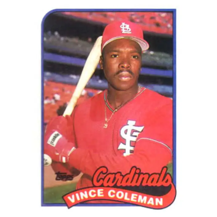 1989 Topps #90 Vince Coleman UER NM-MT St. Louis Cardinals Baseball Card Image 1
