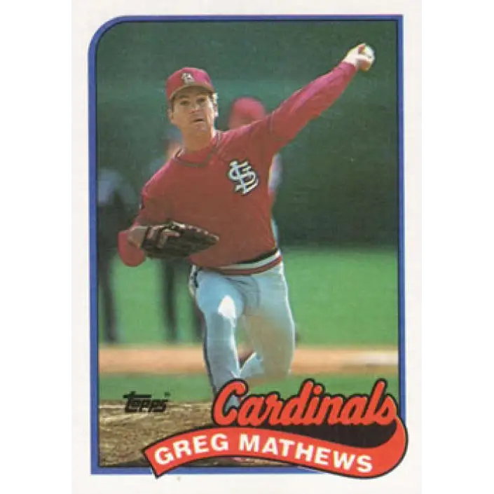 1989 Topps #97 Greg Mathews NM-MT St. Louis Cardinals Baseball Card Image 1