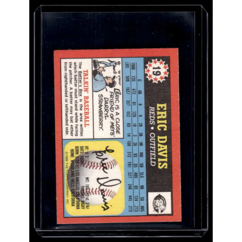 1989 Topps UK Minis #19 Eric Davis Cincinnati Reds NM-MT Image 2