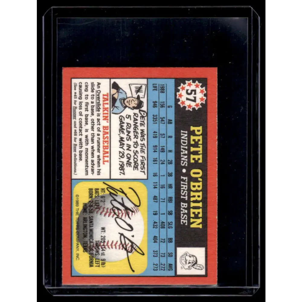 1989 Topps UK Minis #57 Pete O'Brien Cleveland Indians NM-MT Image 2