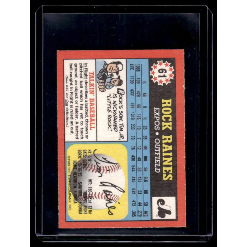 1989 Topps UK Minis #61 Tim Raines Montreal Expos NM-MT Image 2