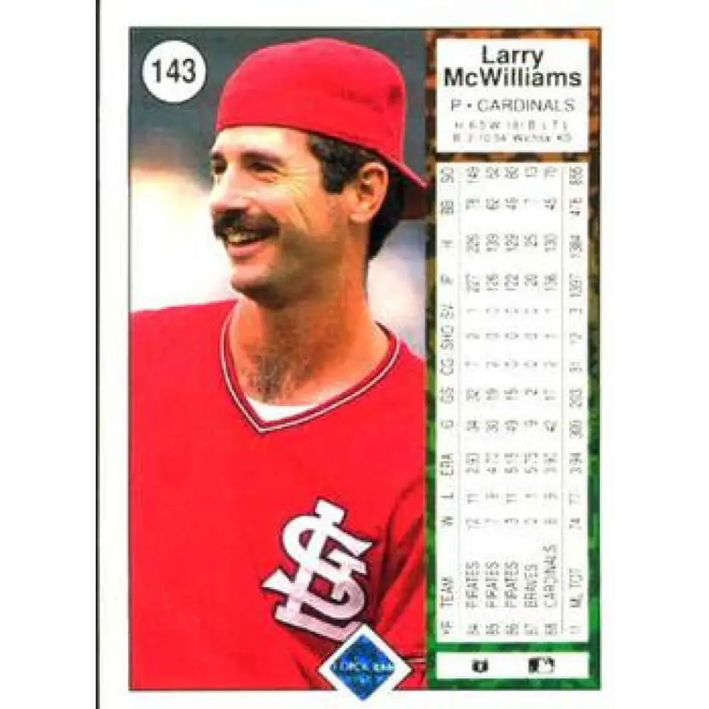 1989 Upper Deck #143 Larry McWilliams NM-MT St. Louis Cardinals Baseball Card Image 2