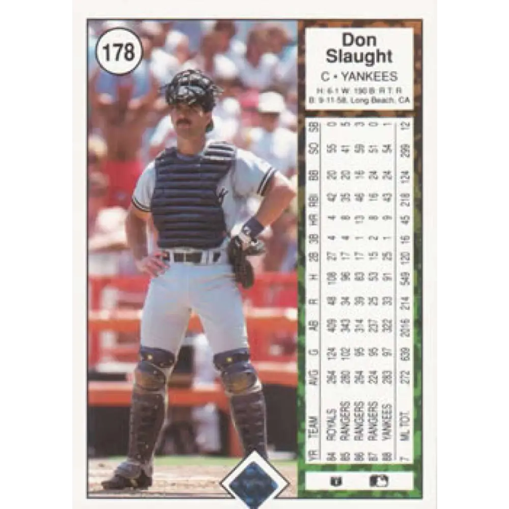 1989 Upper Deck #178 Don Slaught NM-MT New York Yankees Baseball Card Image 2