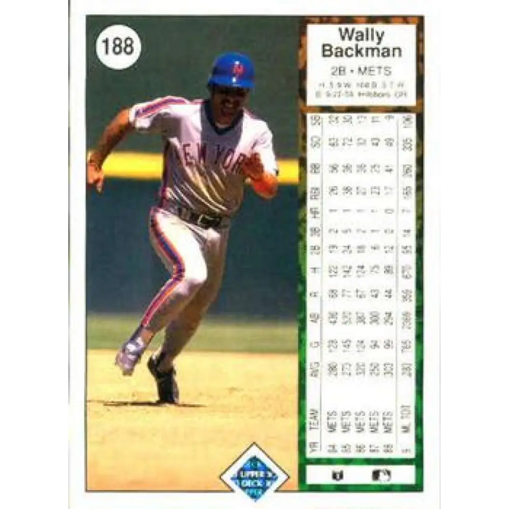 1989 Upper Deck #188 Wally Backman NM-MT New York Mets Baseball Card Image 2