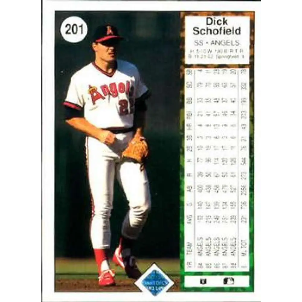 1989 Upper Deck #201 Dick Schofield NM-MT California Angels Baseball Card Image 2