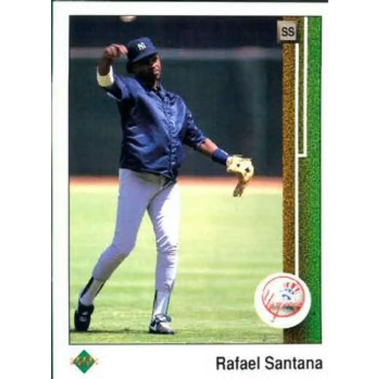1989 Upper Deck #216 Rafael Santana NM-MT New York Yankees Baseball Card Image 1