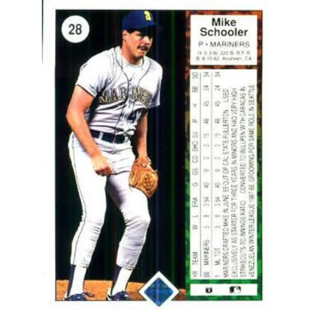 1989 Upper Deck #28 Mike Schooler NM-MT Seattle Mariners Baseball Card Image 2
