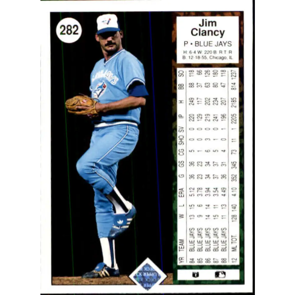 1989 Upper Deck #282 Jim Clancy NM-MT Toronto Blue Jays Baseball Card Image 2