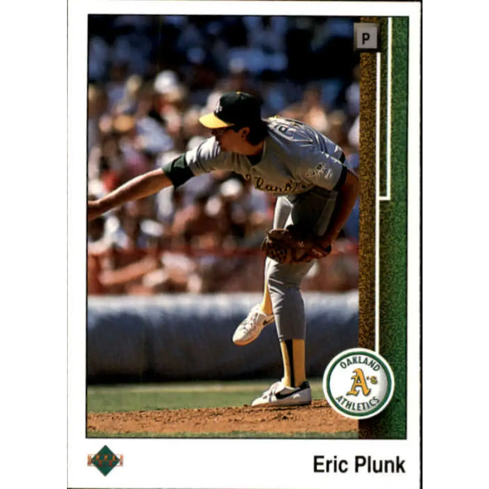 1989 Upper Deck #353 Eric Plunk NM-MT Oakland Athletics Baseball Card Image 1