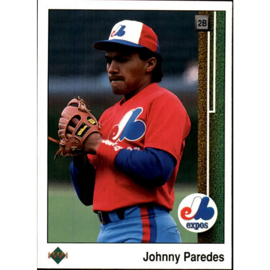 1989 Upper Deck #477 Johnny Paredes NM-MT RC Rookie Montreal Expos Baseball Card Image 1