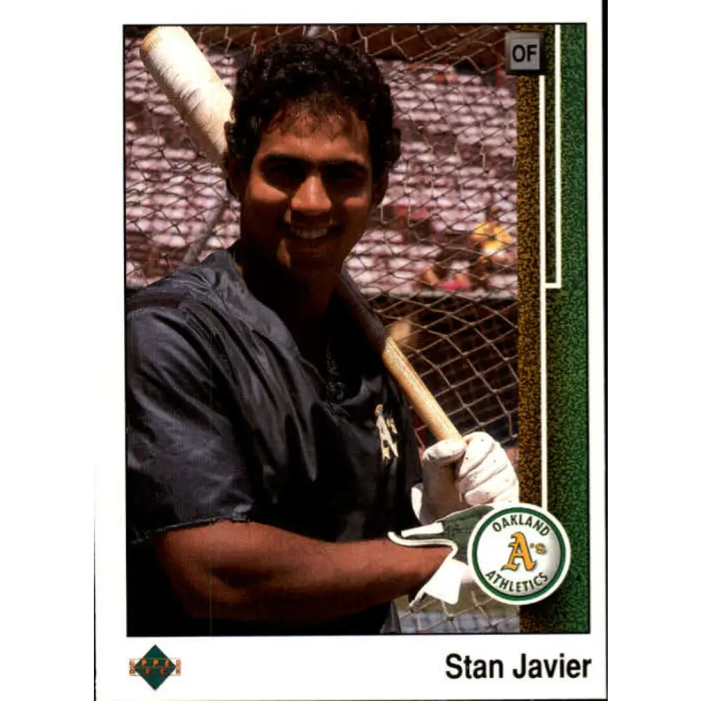 1989 Upper Deck #581 Stan Javier NM-MT Oakland Athletics Baseball Card Image 1