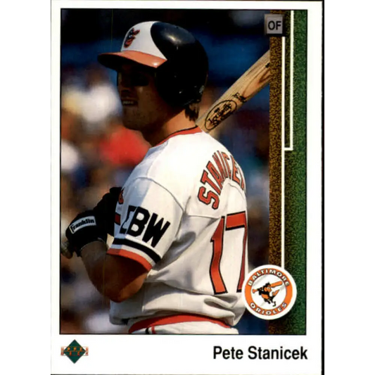 1989 Upper Deck #592 Pete Stanicek NM-MT Baltimore Orioles Baseball Card Image 1