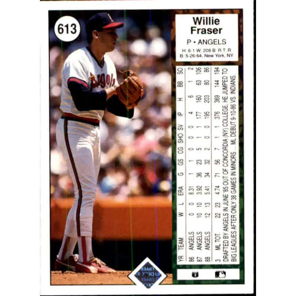 1989 Upper Deck #613 Willie Fraser NM-MT California Angels Baseball Card Image 2