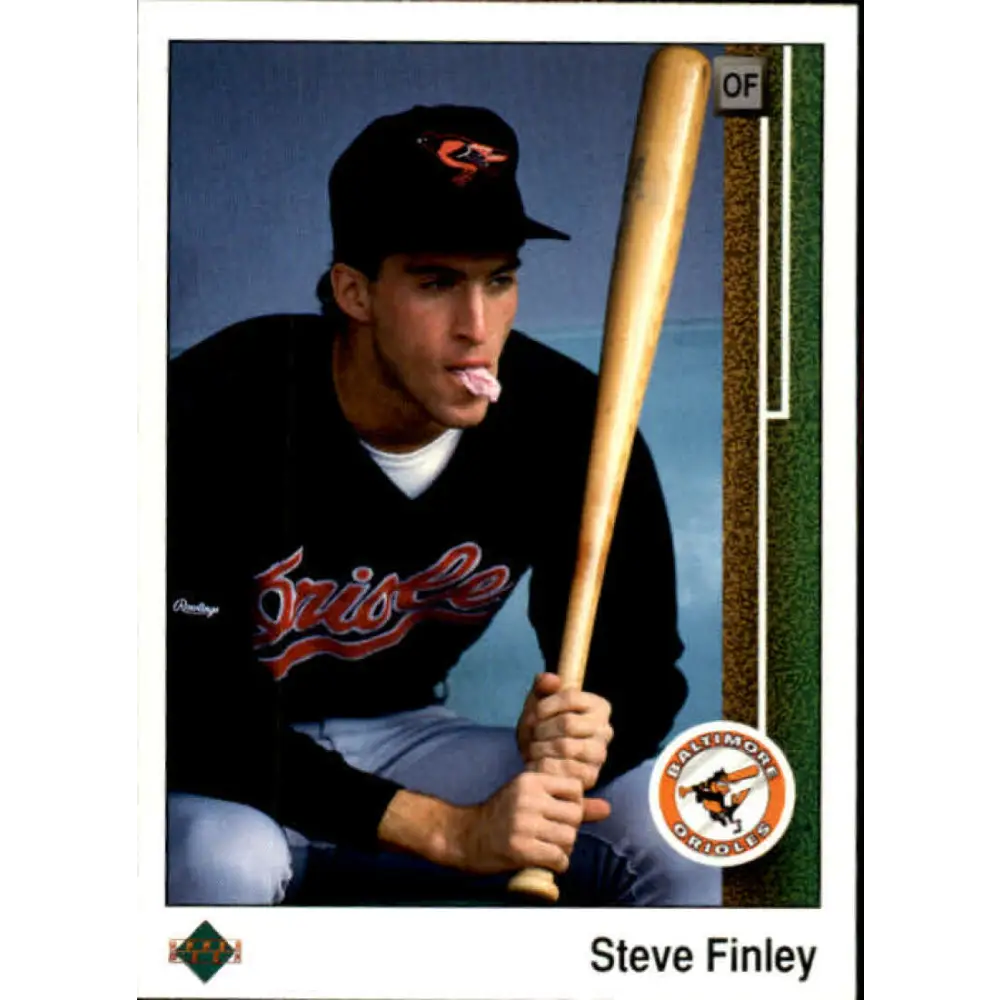 1989 Upper Deck #742 Steve Finley NM-MT RC Rookie Baltimore Orioles Baseball Card Image 1