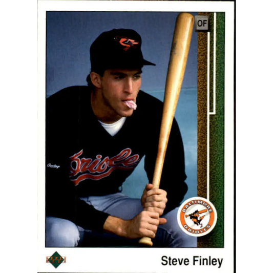 1989 Upper Deck #742 Steve Finley NM-MT RC Rookie Baltimore Orioles Baseball Card Image 1