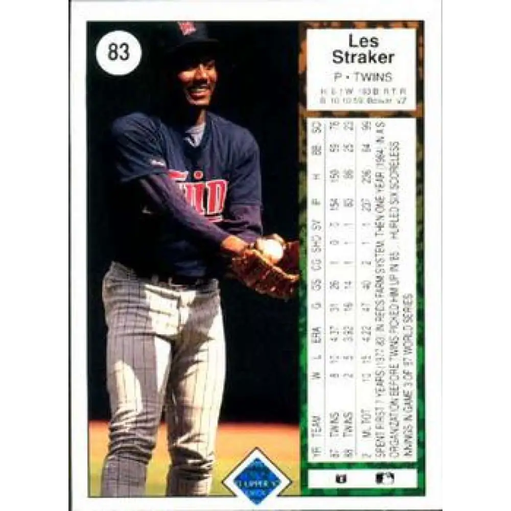 1989 Upper Deck #83 Les Straker NM-MT Minnesota Twins Baseball Card Image 2