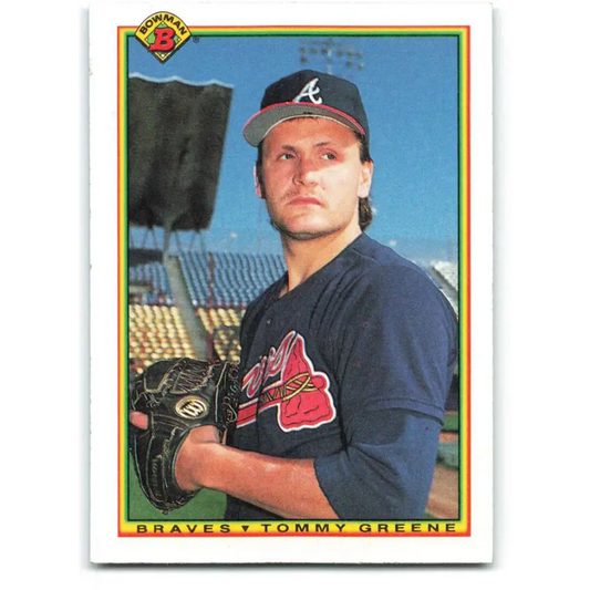 1990 Bowman #1 Tommy Greene NM-MT RC Rookie Atlanta Braves Baseball Card  Image 1